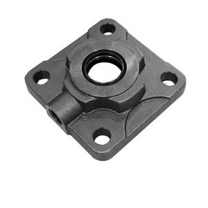 SMI hydraulic cap rod square flange four-bolt pattern with precision machined bore — cast steel to customer specification