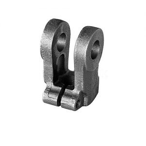 SMI hydraulic rod clevis cast steel fork end for cylinder rod connection — pin bore and thread machined to customer drawing