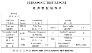Sample of Ultrasonic test report