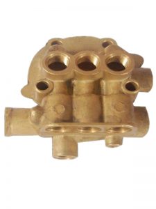 SMI brass valve block multi-port custom assembly with machined ports and fittings - to customer drawing and specification