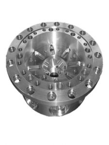 SMI precision machined pump end cover stainless steel with multi-port flange face — manufactured to customer drawing and specification