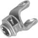 SMI PTO yoke natural finish cast steel showing spline bore and lock pin detail — manufactured to customer drawing and specification