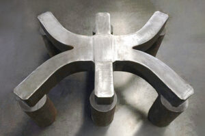 SMI cast steel anode yoke six-claw configuration top view new production unit — arc profile claw arms and central cross body low carbon steel Q235 rare earth refined to customer cell specification