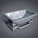 SMI dross skim pan single chamber three-quarter view showing ventilated base detail - structural base for handling and transport