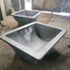 SMI steel casting salt slag bins for secondary aluminium remelt rotary furnace — cast steel construction, front view